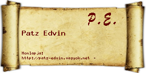 Patz Edvin névjegykártya